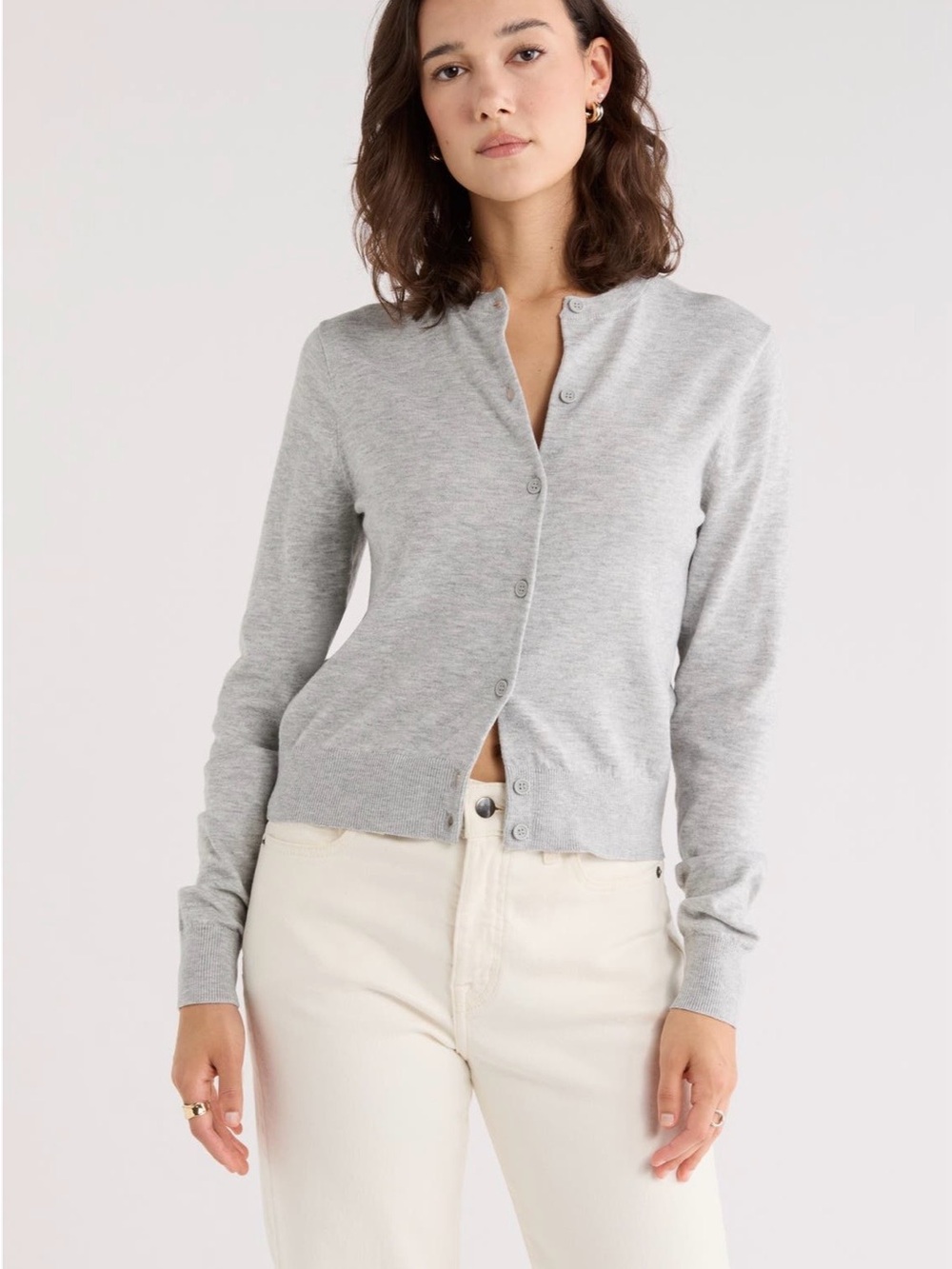 NWT Nordstrom Rack Gray Crewneck Women’s Cardigan Sweater - M
